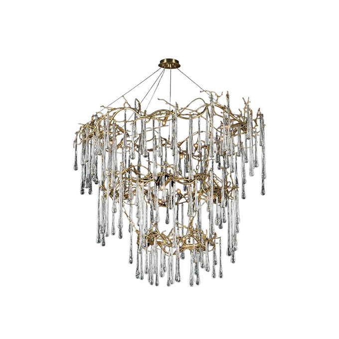 BRANCHED CRYSTAL TWENTY-LIGHT CHANDELIER