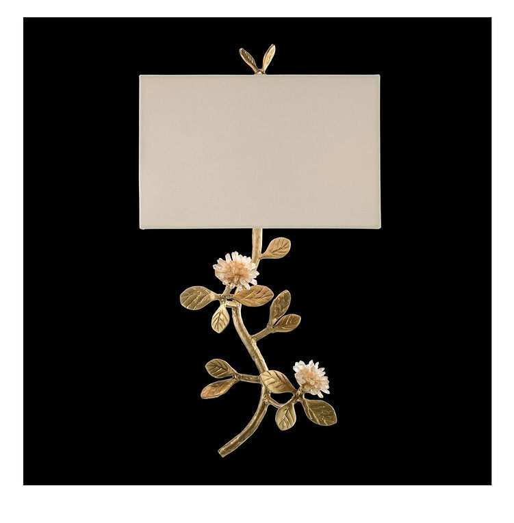 STONE, QUARTZ FLOWER SINGLE-LIGHT WALL SCONCE