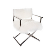 MONGOLIAN FUR DIRECTOR'S CHAIR, SILVER 1EA/ CTN