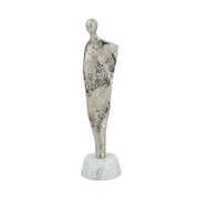 FIGURINE ON MARBLE STAND, SILVER