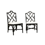 EMERY CHIPPENDALE RATTAN SIDE CHAIRS, SET OF 2 (PRICE IS PER PAIR)