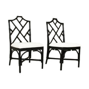 EMERY CHIPPENDALE RATTAN SIDE CHAIRS, SET OF 2 (PRICE IS PER PAIR)