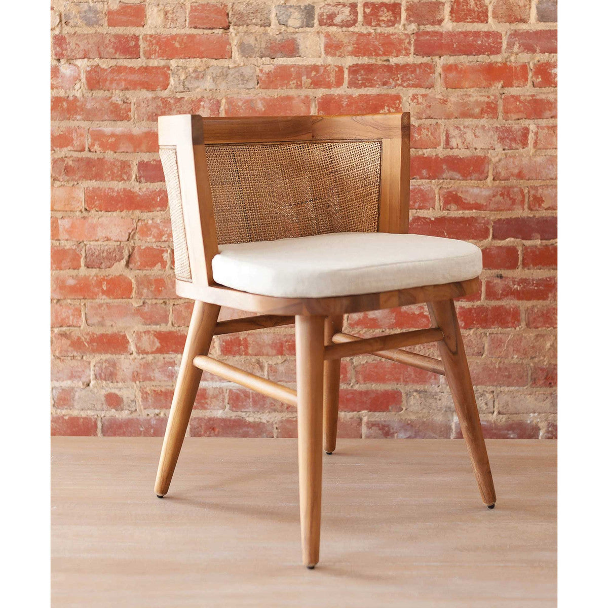 LOE CANE AND TEAK DINING CHAIR