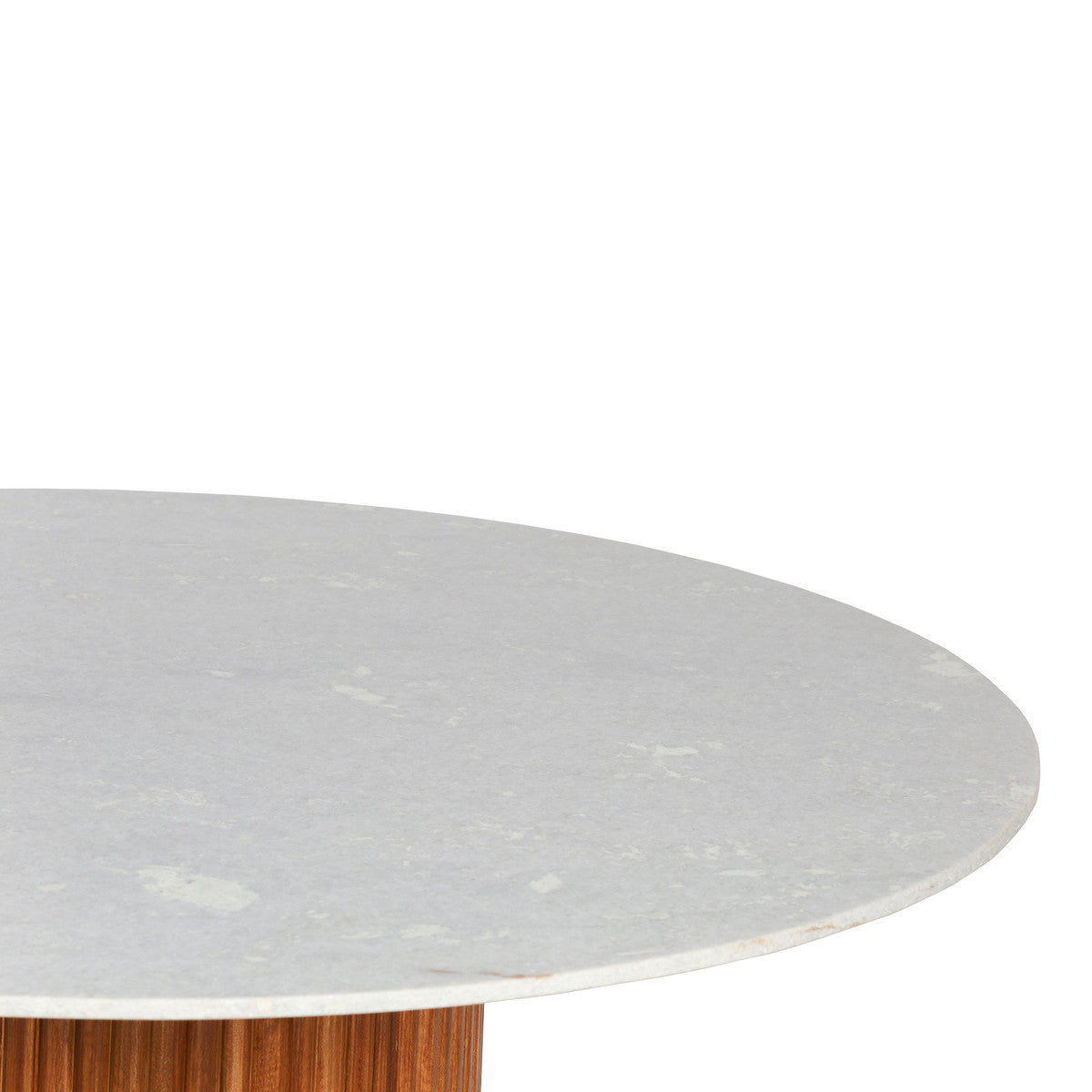 MARBLE AND WOOD DRUM DINING TABLE