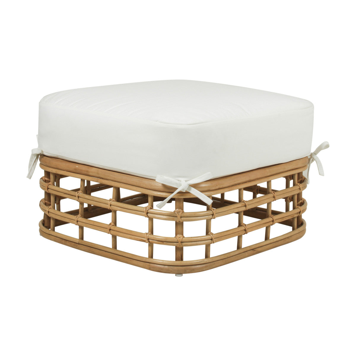 BAHAMA RATTAN OTTOMAN WITH CUSHION