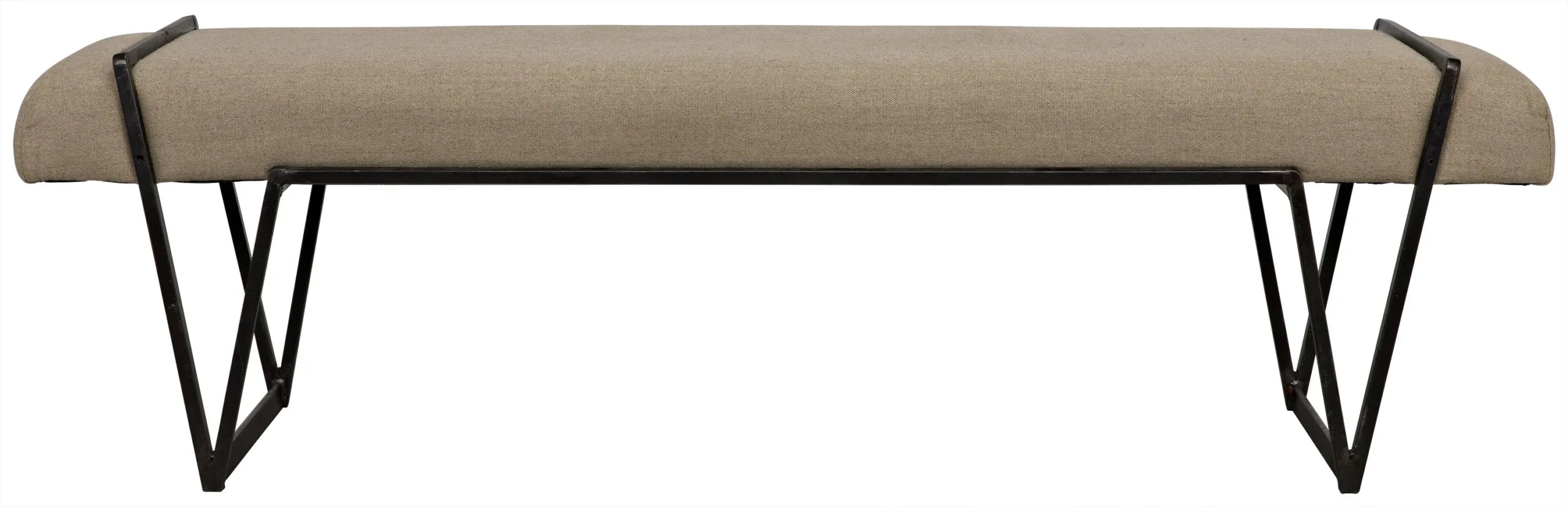 LARKIN BENCH, STEEL WITH LINEN