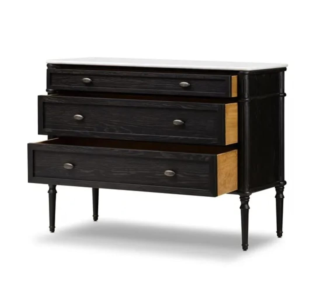 TOULOUSE MARBLE CHEST-DISTRESSED BLACK