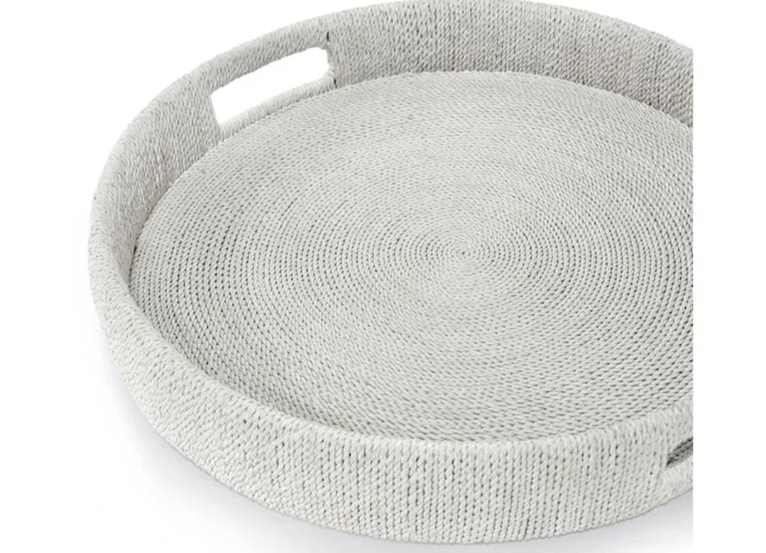 MONARCH ROUND TRAY LARGE WHITE SAND