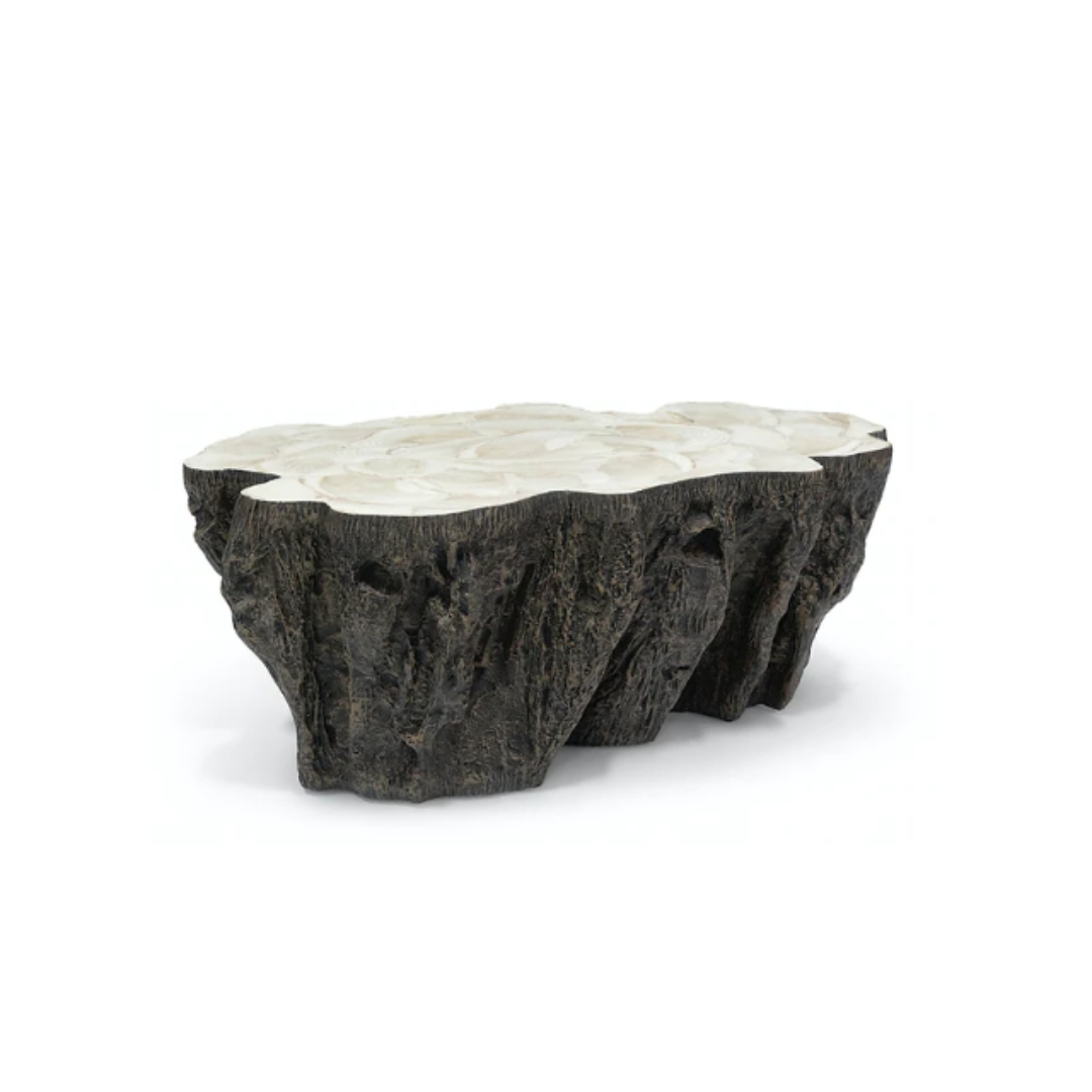 CHLOE FOSSIL CLAM LAVA COFFEE TABLE