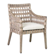 DANAE ARM CHAIR WITH SQUARE RATTAN WEAVE WITH CREAM CUSHION