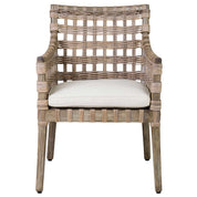 DANAE ARM CHAIR WITH SQUARE RATTAN WEAVE WITH CREAM CUSHION