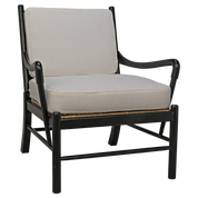 KEVIN CHAIR WITH RATTAN, HAND RUBBED BLACK