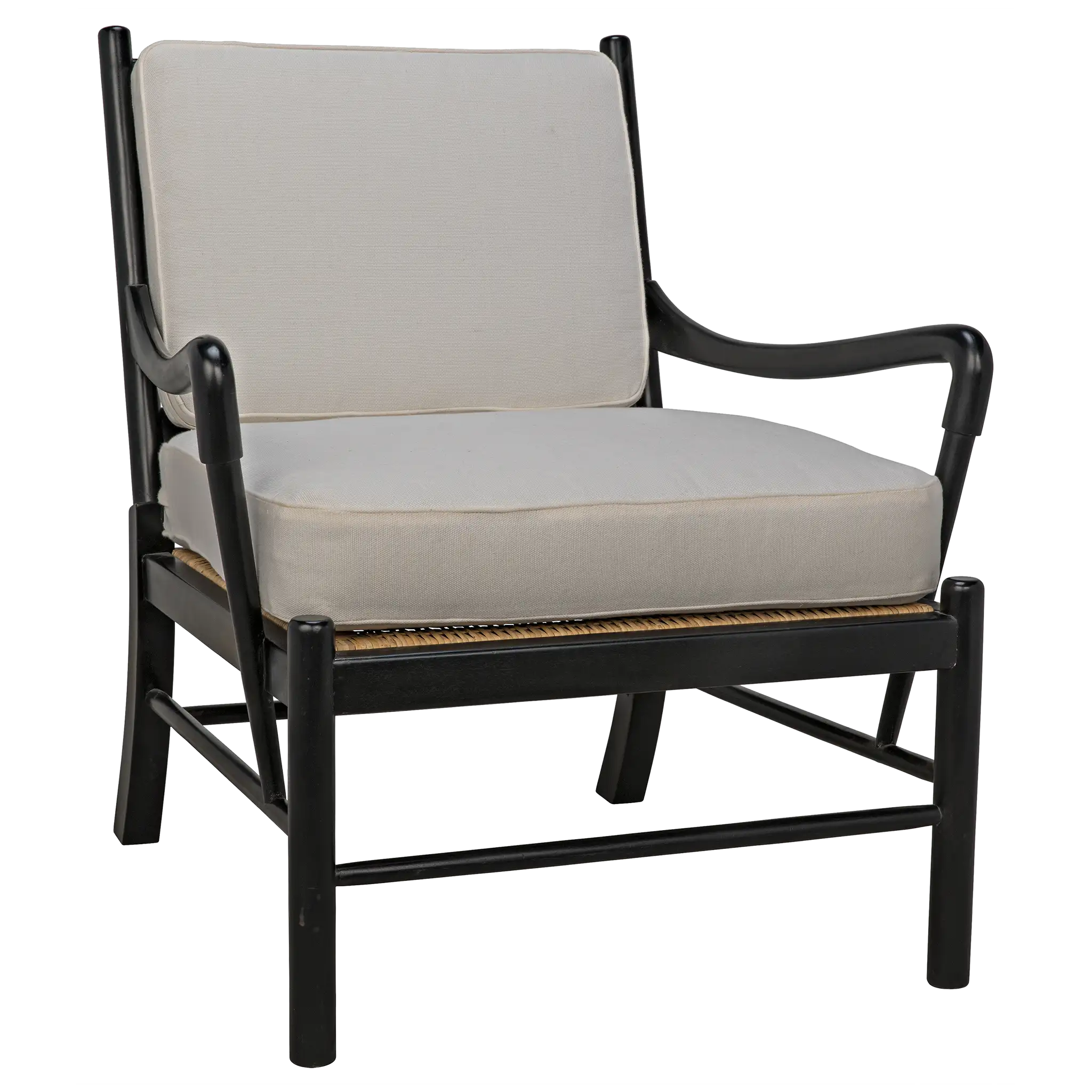 KEVIN CHAIR WITH RATTAN, HAND RUBBED BLACK