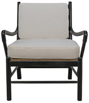 KEVIN CHAIR WITH RATTAN, HAND RUBBED BLACK