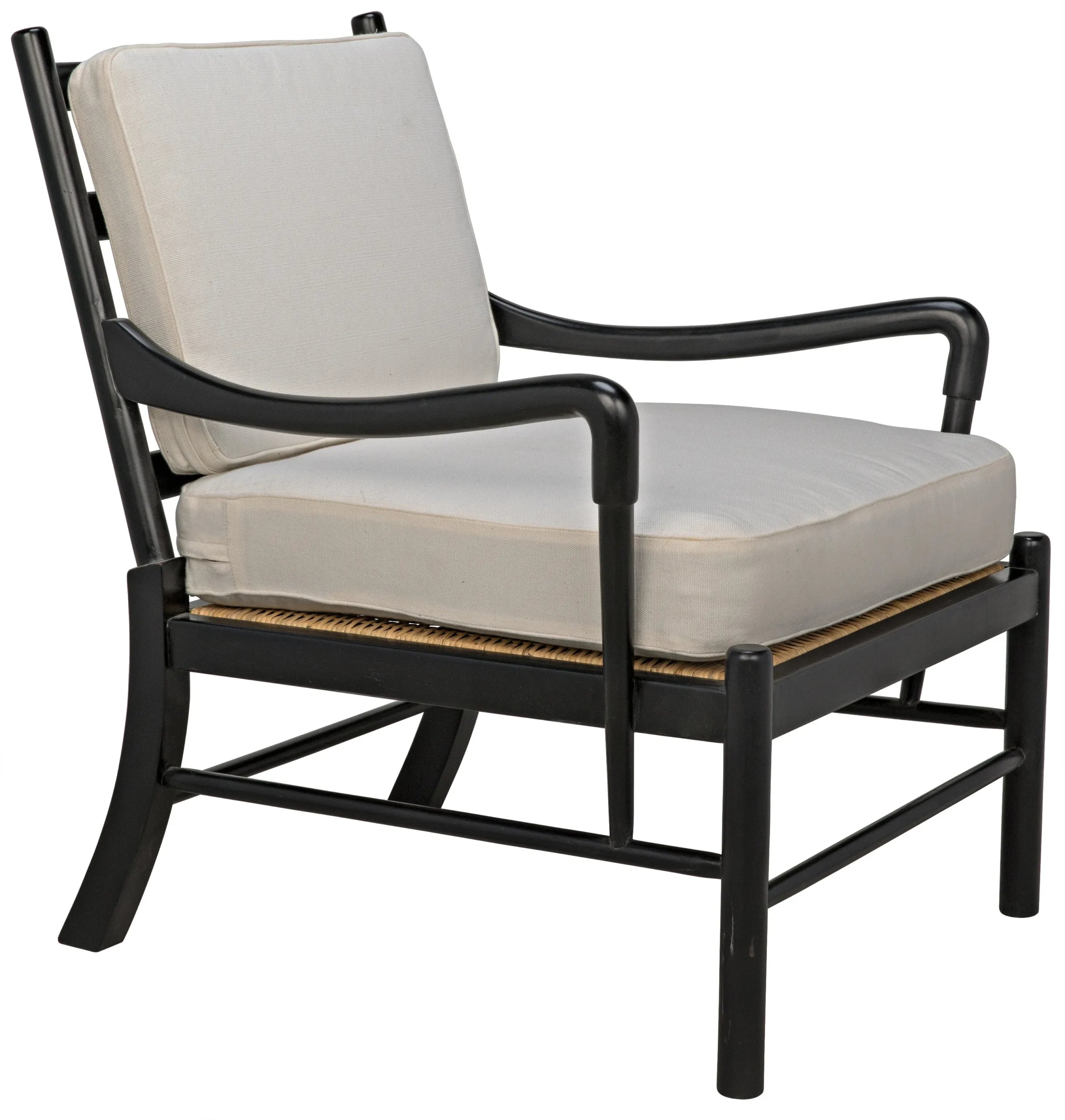 KEVIN CHAIR WITH RATTAN, HAND RUBBED BLACK