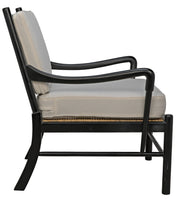 KEVIN CHAIR WITH RATTAN, HAND RUBBED BLACK