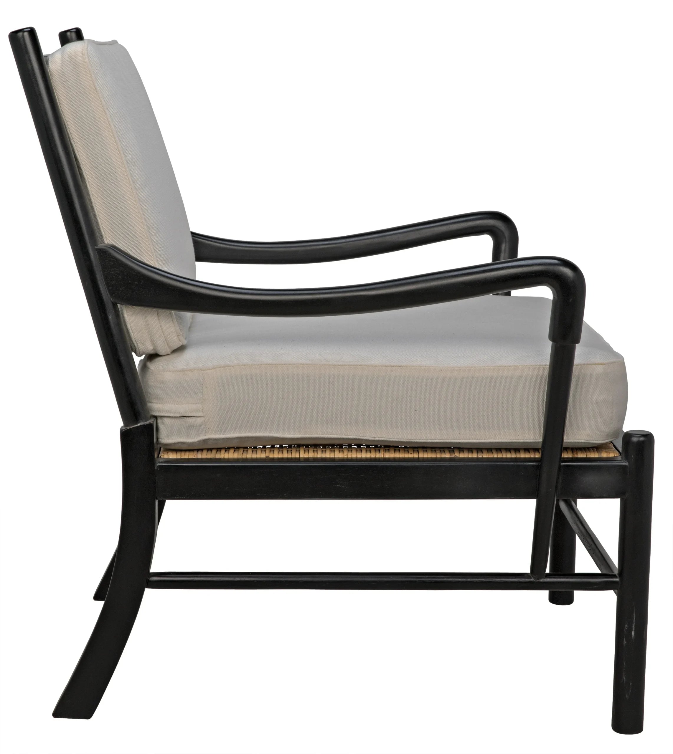 KEVIN CHAIR WITH RATTAN, HAND RUBBED BLACK