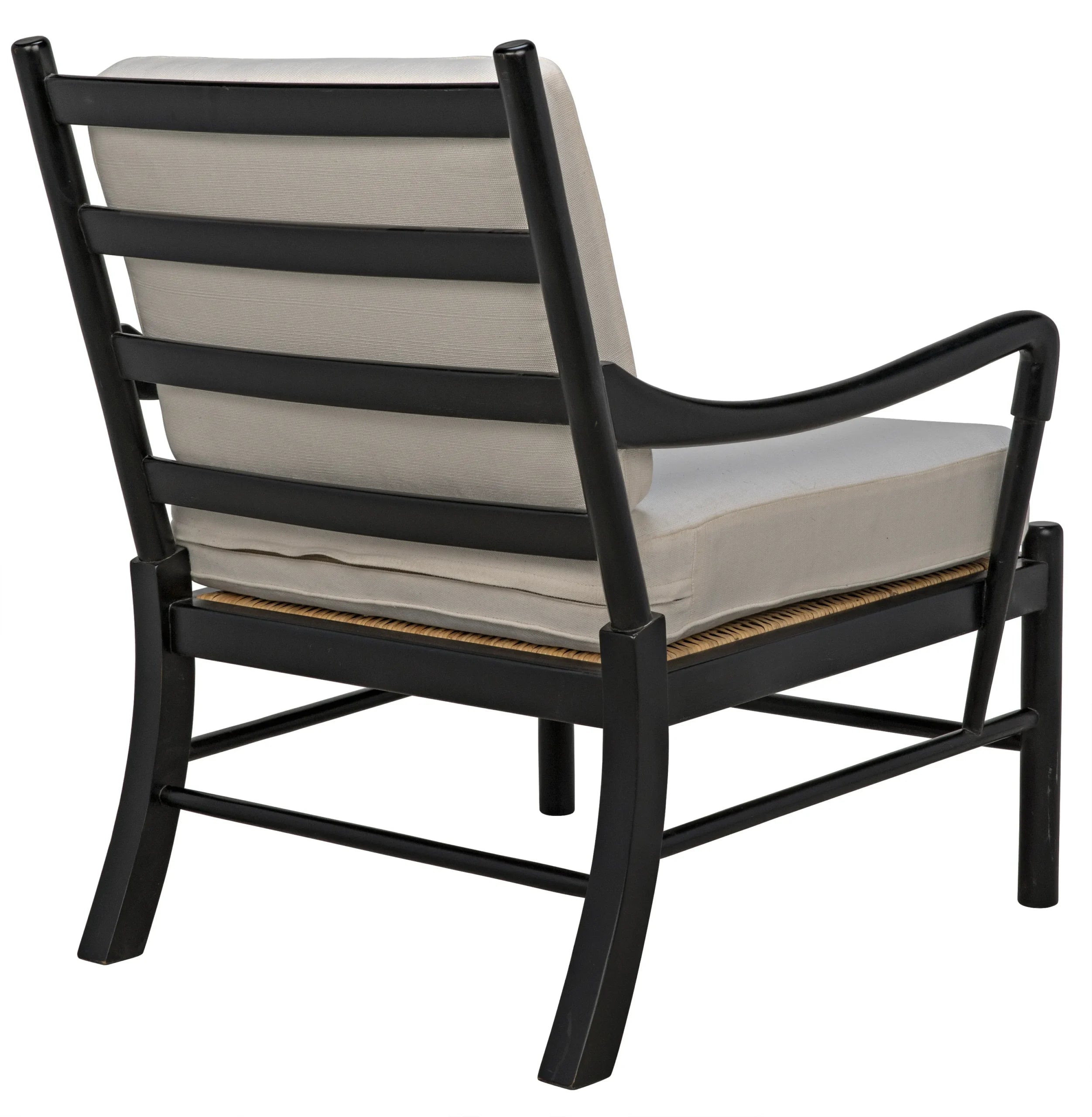 KEVIN CHAIR WITH RATTAN, HAND RUBBED BLACK