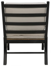 KEVIN CHAIR WITH RATTAN, HAND RUBBED BLACK