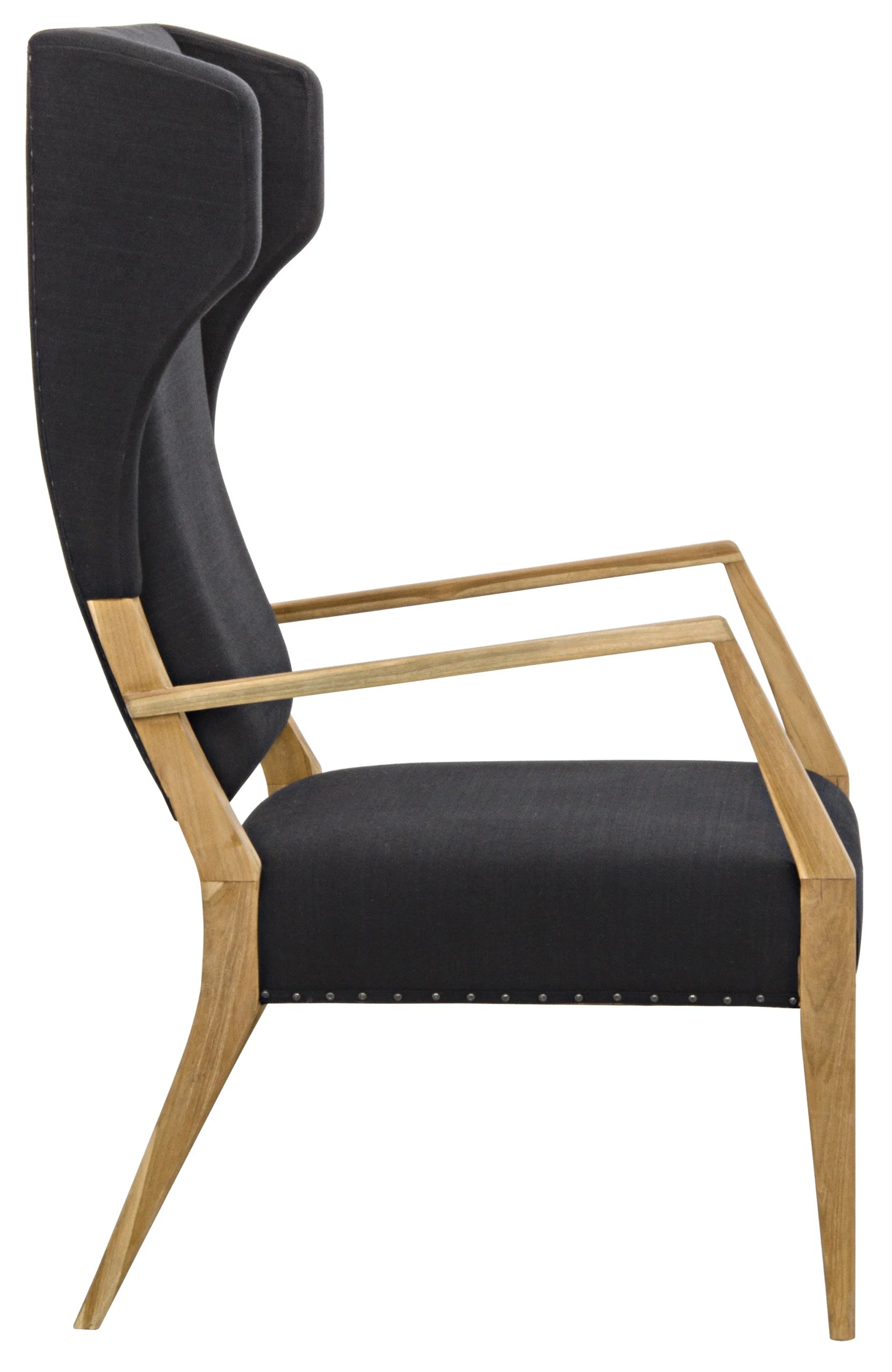 NARCISO CHAIR, TEAK WITH BLACK WOVEN FABRIC