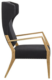 NARCISO CHAIR, TEAK WITH BLACK WOVEN FABRIC