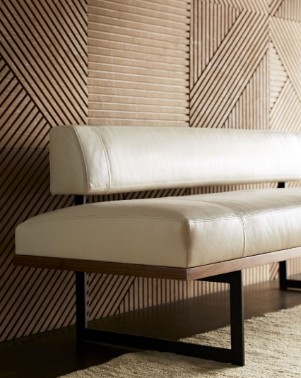 TUCK BENCH IVORY LEATHER