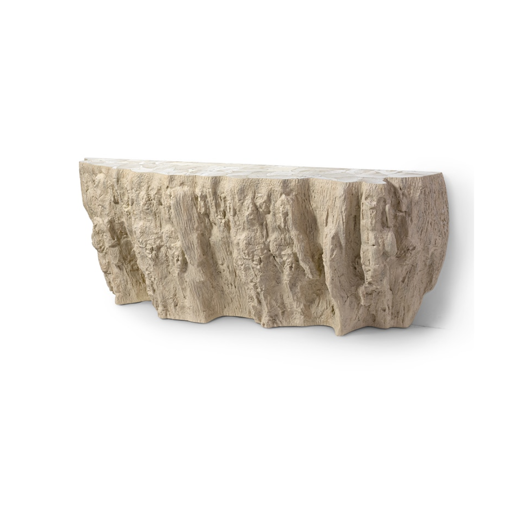 CAMILLA FOSSILIZED CLAM CONSOLE TABLE, LONG